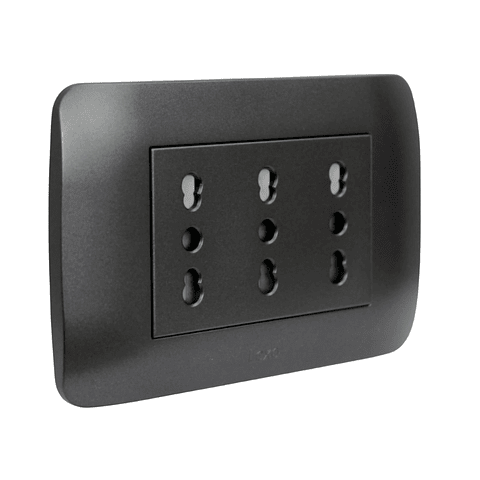 TOMA CORRIENTE TRIPLEX 10/16A 250V GRAFITO LEXO