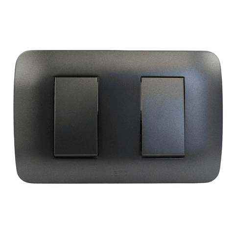 INTERRUPTOR DOBLE 9/15 10A 250V GRAFITO ARMADO LEXO