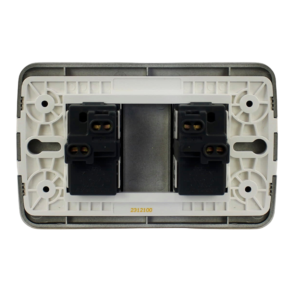 INTERRUPTOR DOBLE 9/15 10A 250V GRAFITO ARMADO LEXO 3