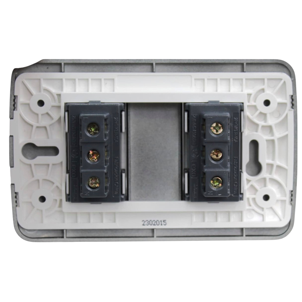 TOMA CORRIENTE DOBLE 10A 250V GRAFITO ARMADO LEXO 2