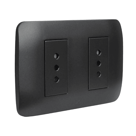 TOMA CORRIENTE DOBLE 10A 250V GRAFITO ARMADO LEXO
