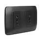 TOMA CORRIENTE DOBLE 10A 250V GRAFITO ARMADO LEXO - Miniatura 1