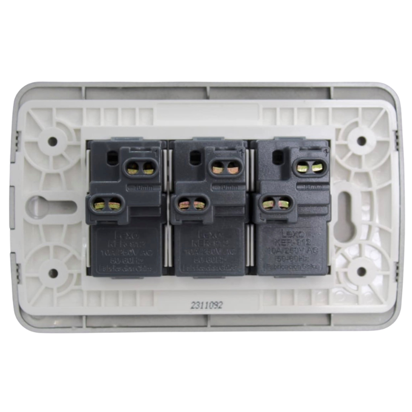 INTERRUPTOR TRIPLE 9/32 10A 250V GRAFITO ARMADO LEXO 3