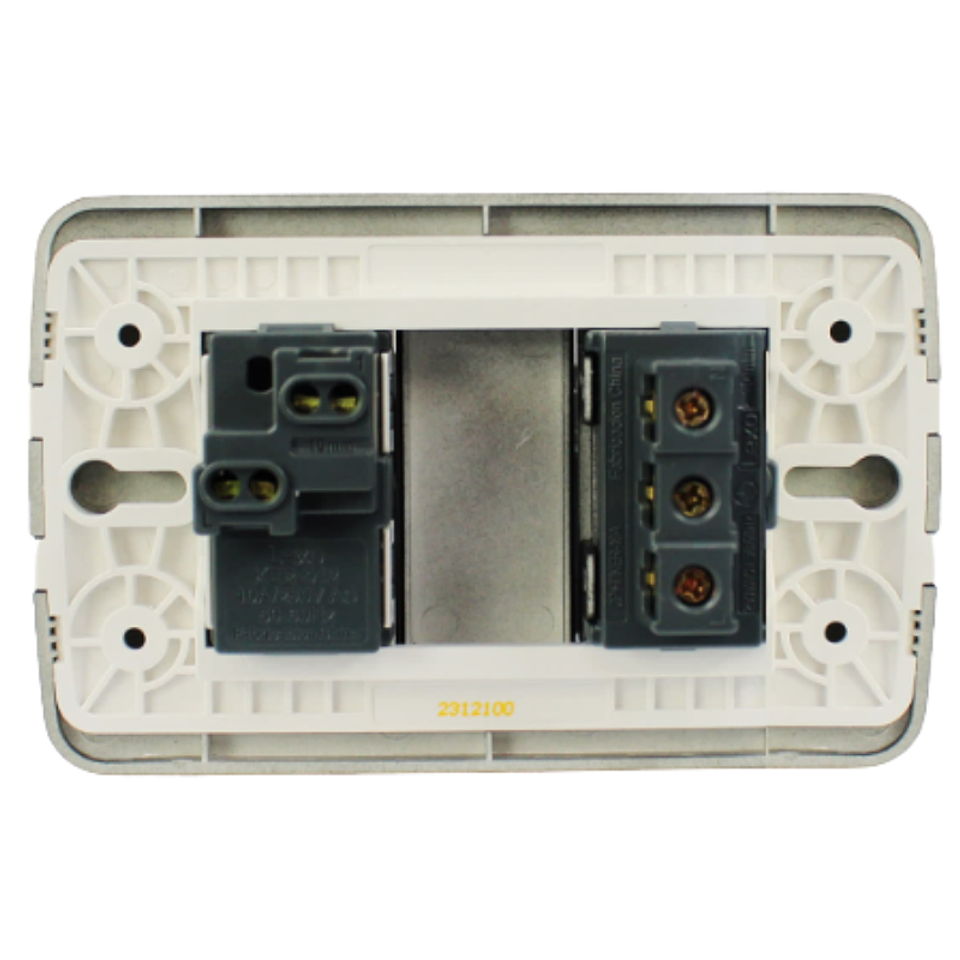 Interruptor Simple 9/12+Toma Corriente 10A 250V Grafito LEXO 3