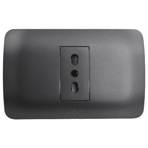Toma Corriente Simple 10/16A 250V Grafito Armado LEXO