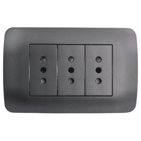 Toma Corriente Triple 10A 250V Grafito Armado LEXO