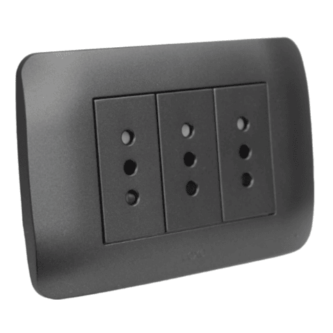 Toma Corriente Triple 10A 250V Grafito Armado LEXO
