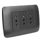 Toma Corriente Triple 10A 250V Grafito Armado LEXO - Miniatura 1