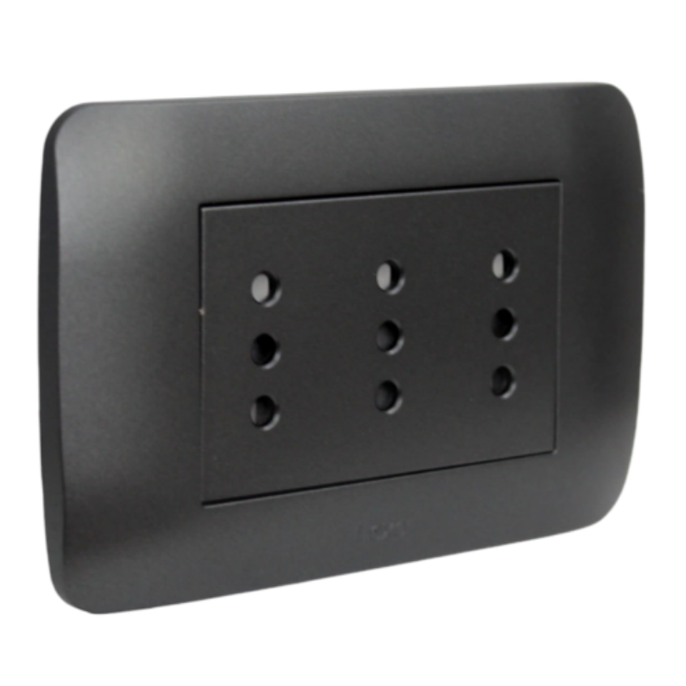 Toma Corriente TRIPLEX 10A 250V Grafito LEXO 1