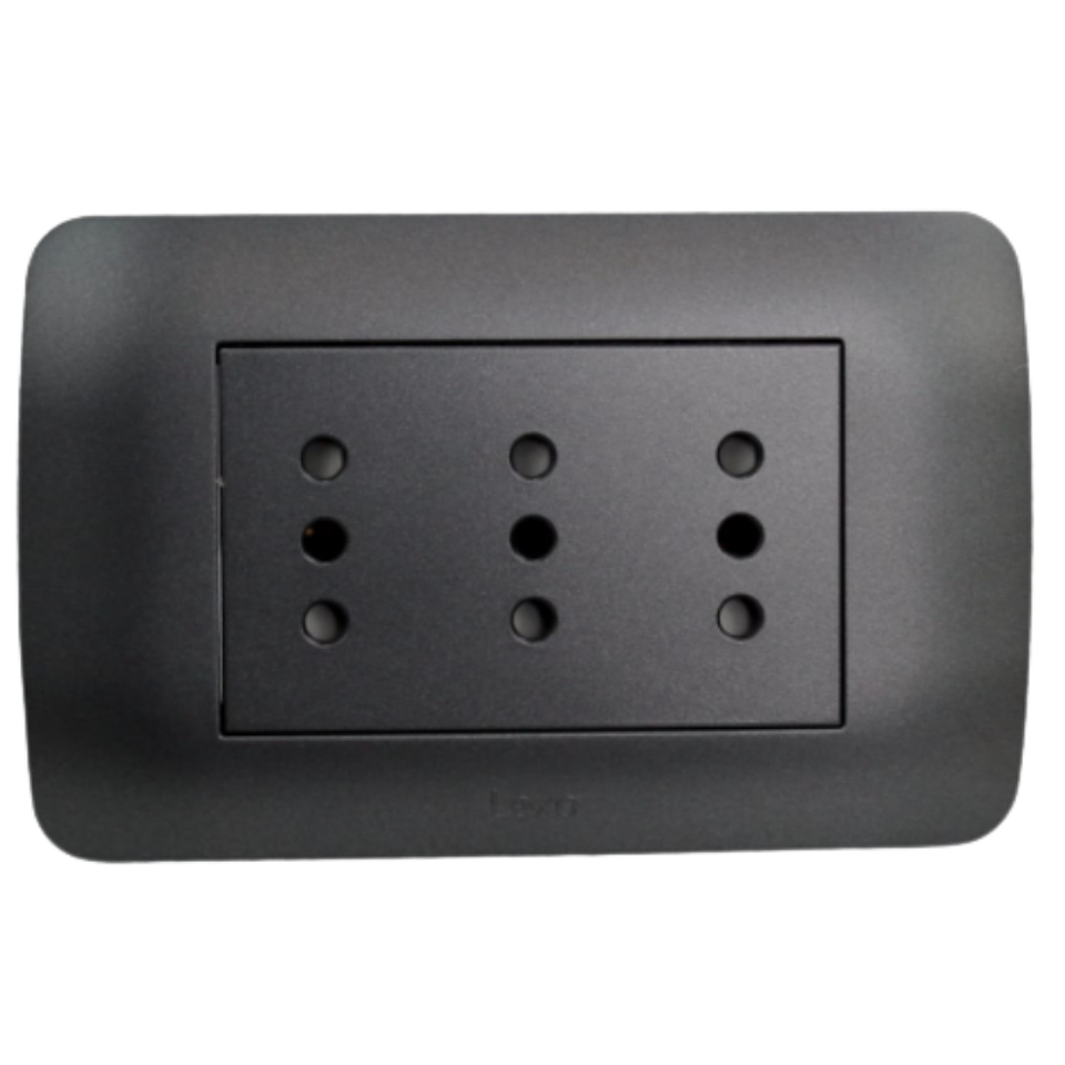 Toma Corriente TRIPLEX 10A 250V Grafito LEXO 2