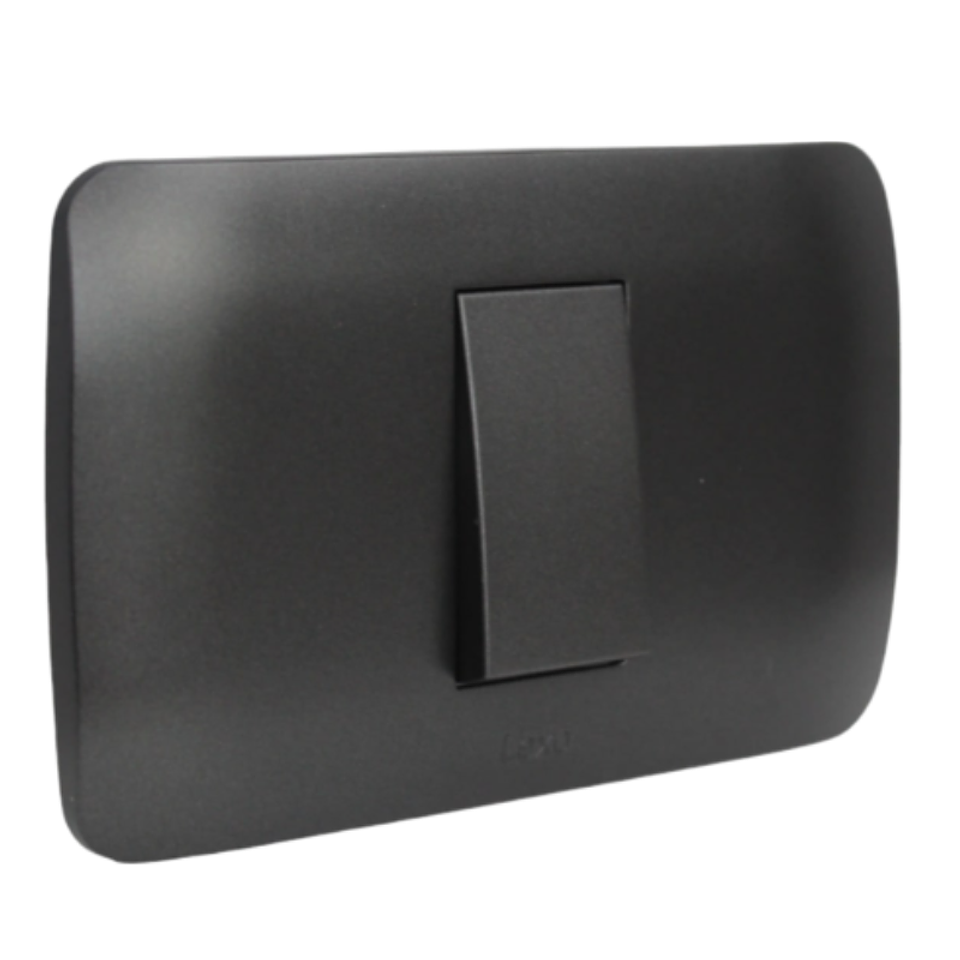 Interruptor Simple 9/24 10A 250V Grafito Armado LEXO 1