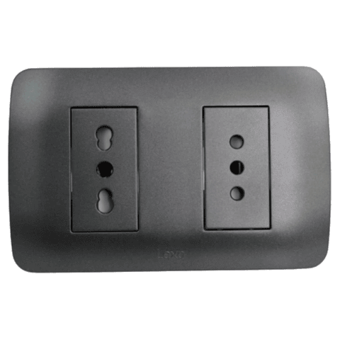  Toma Corriente Doble 10A+10/16A 250V Grafito Armado LEXO