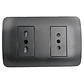  Toma Corriente Doble 10A+10/16A 250V Grafito Armado LEXO - Miniatura 2