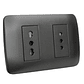  Toma Corriente Doble 10A+10/16A 250V Grafito Armado LEXO - Miniatura 1