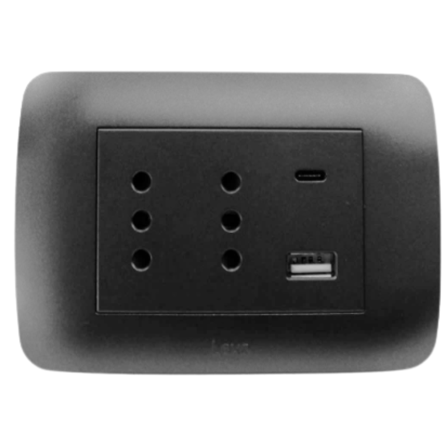 Tomacorriente Duplex 10A + 2 USB Grafito Armado Lexo 2