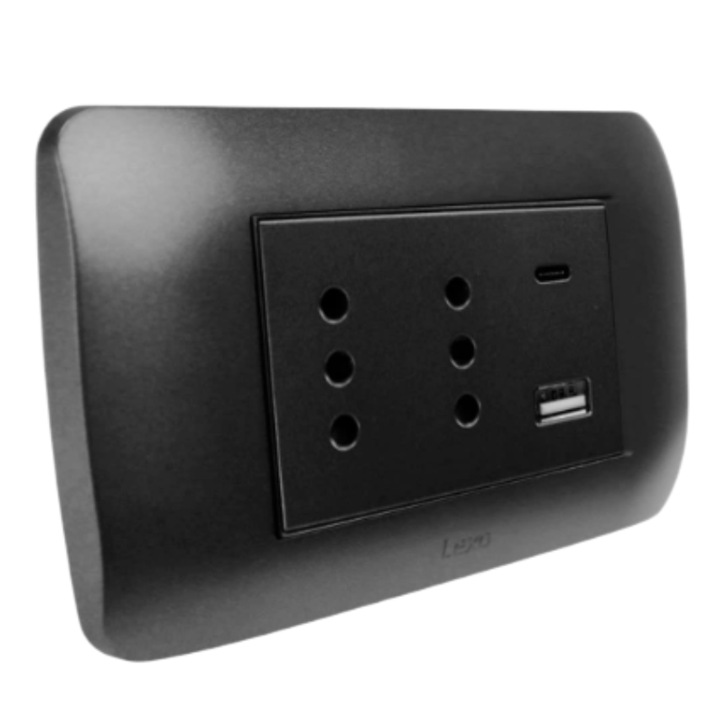 Tomacorriente Duplex 10A + 2 USB Grafito Armado Lexo 1