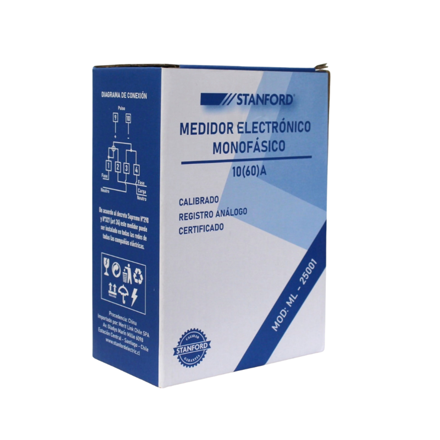 Medidor Electrico Monofásico Análogo 10(60)a Calib. Stanford 3