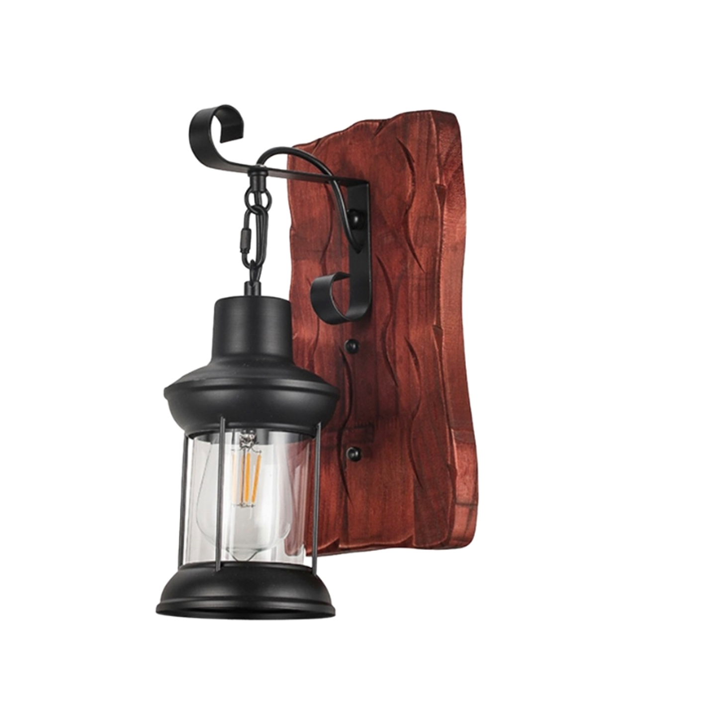 Aplique Negro Madera Mdf Porta E27 1