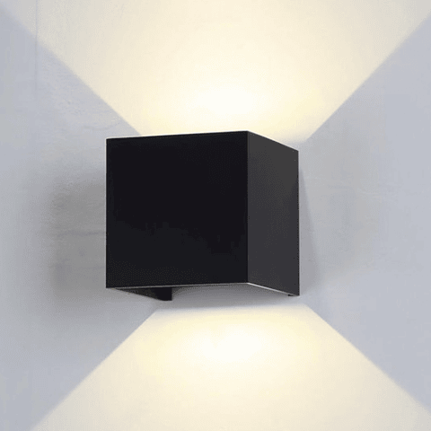 Aplique Led Negro Cuadrado Doble Dirigible Luz Calida 6w