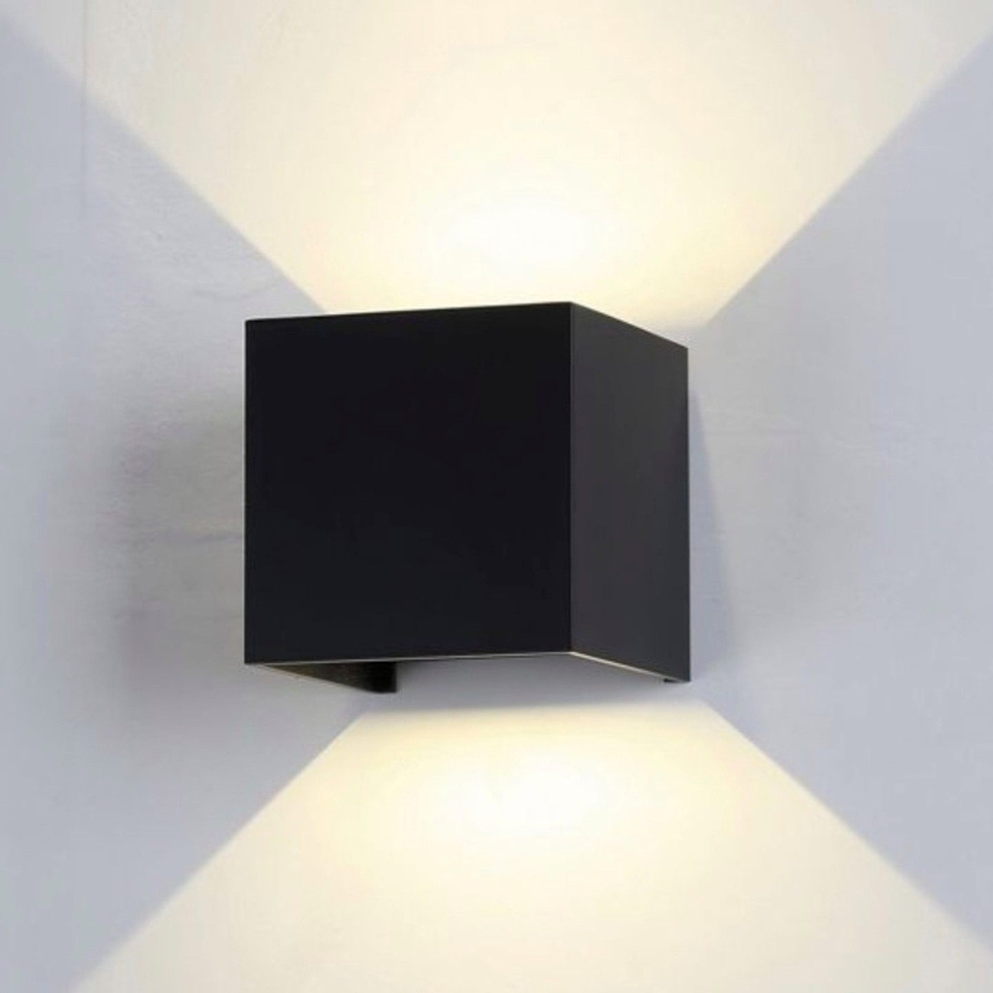 Aplique Led Negro Cuadrado Doble Dirigible Luz Calida 6w 2