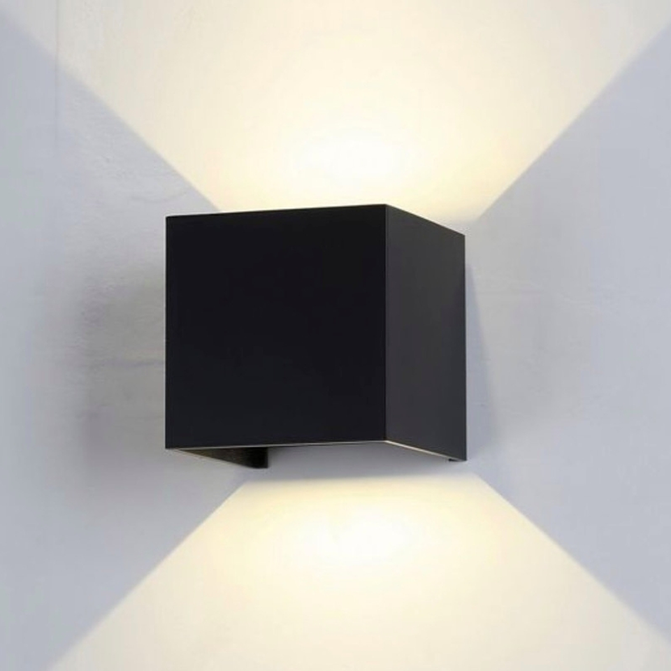 Aplique Led Negro Cuadrado Doble Dirigible Luz Calida 6w 2