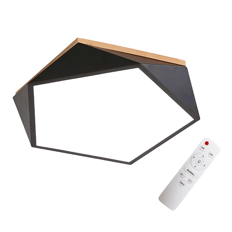 Lámpara Led 72w 40cm Sobrepuesta Moderna Pentágono + Control Estructura Negro