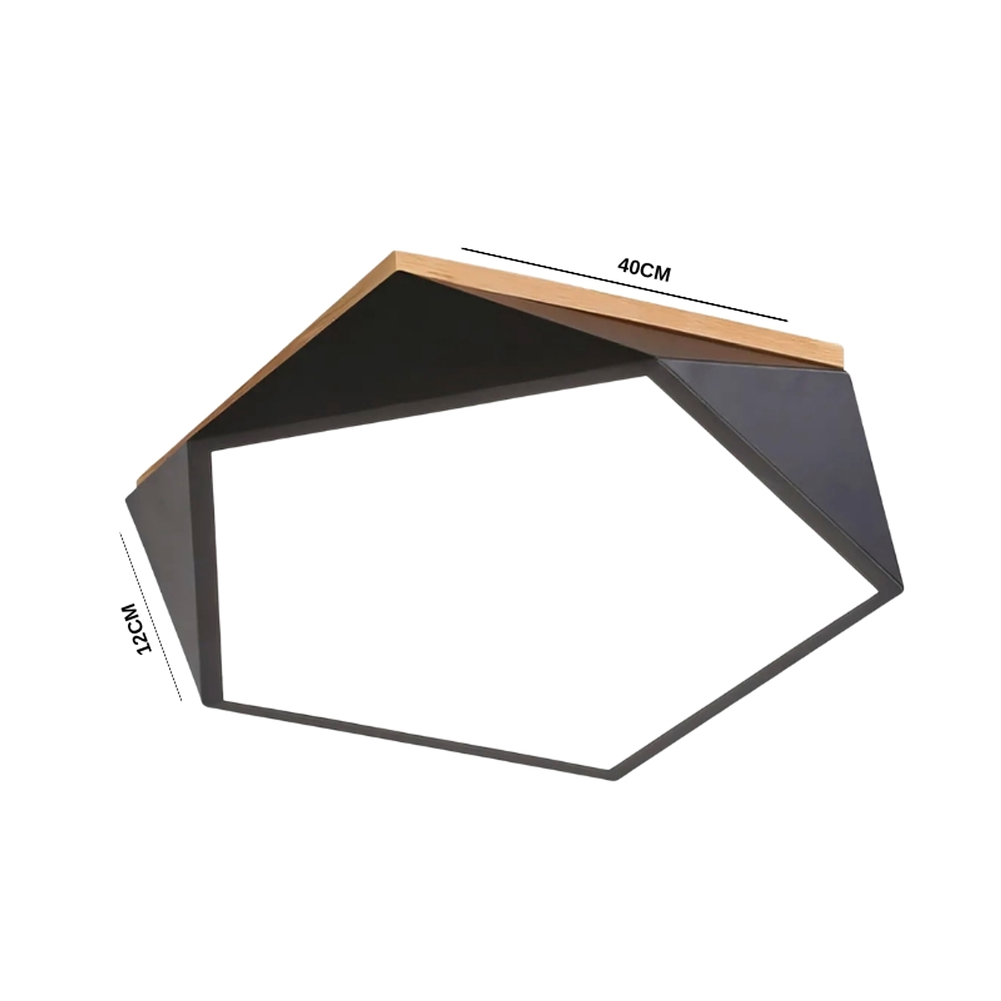 Lámpara Led 72w 40cm Sobrepuesta Moderna Pentágono + Control Estructura Negro 3