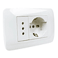 Toma Schuko 10/16 + Toma 10a 250v Blanco Armado Lexo - Miniatura 1