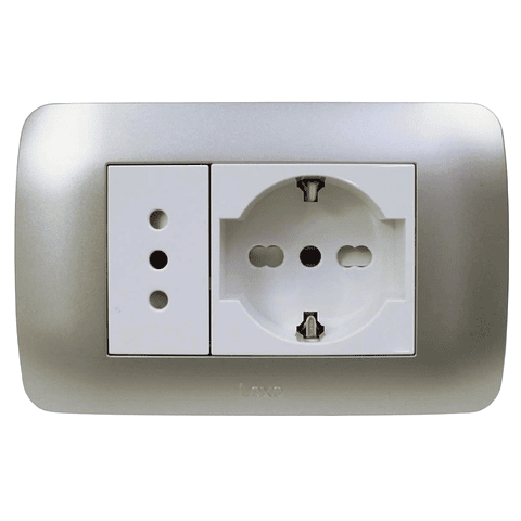 Toma Schuko 10/16 + Toma 10a 250v Plata Armado Lexo