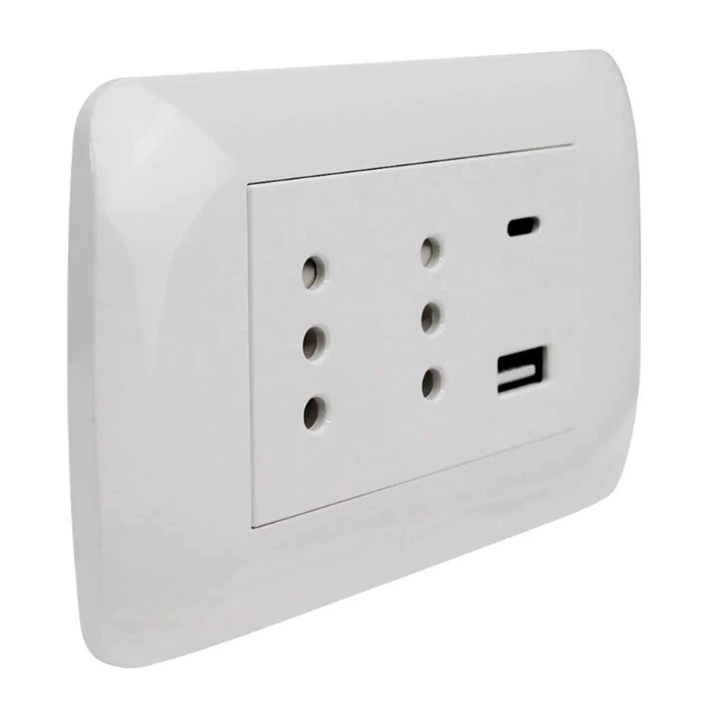Tomacorriente Duplex 10A + 2 USB Blanco Armado Lexo 1
