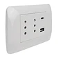 Tomacorriente Duplex 10A + 2 USB Blanco Armado Lexo - Miniatura 1