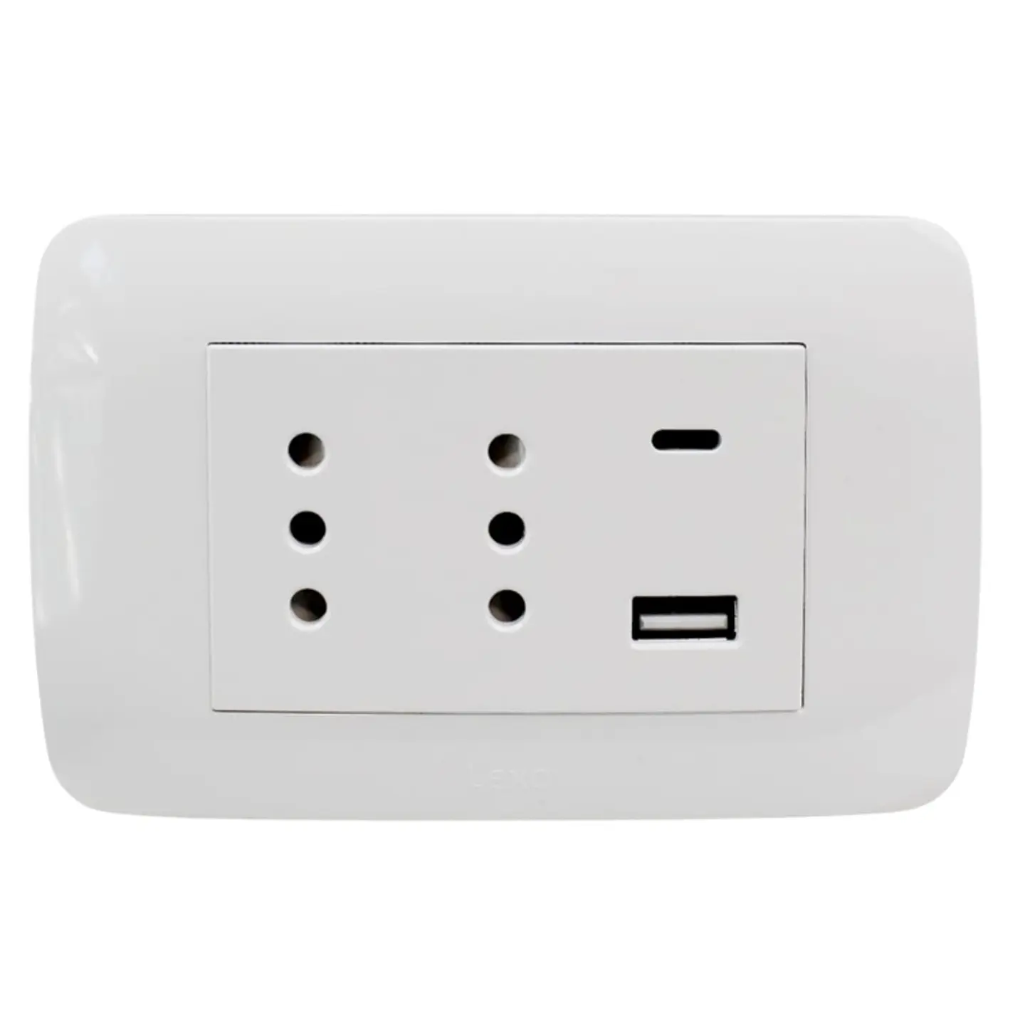 Tomacorriente Duplex 10A + 2 USB Blanco Armado Lexo 2