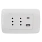 Tomacorriente Duplex 10A + 2 USB Blanco Armado Lexo - Miniatura 2