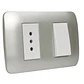 Interruptor 9/12 + Toma 10A 250V Blanco / Plata LEXO - Miniatura 1