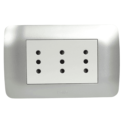 Toma Triple Compacto 10A 250V Blanco / Plata LEXO