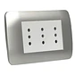 Toma Triple Compacto 10A 250V Blanco / Plata LEXO - Miniatura 1
