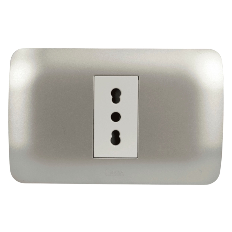 Toma Simple 10/16A 250V Blanco / Plata LEXO