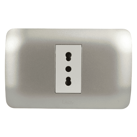 Toma Simple 10/16A 250V Blanco / Plata LEXO