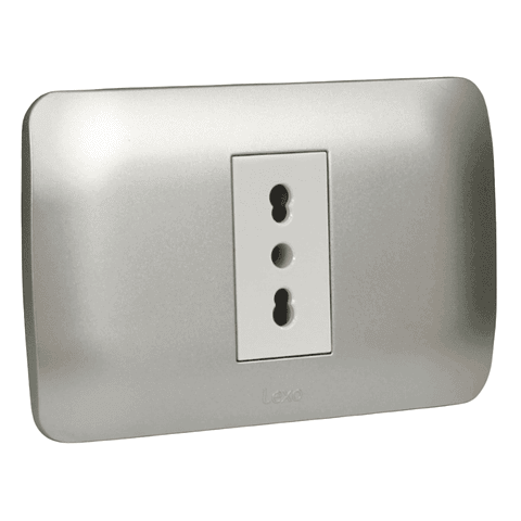 Toma Simple 10/16A 250V Blanco / Plata LEXO