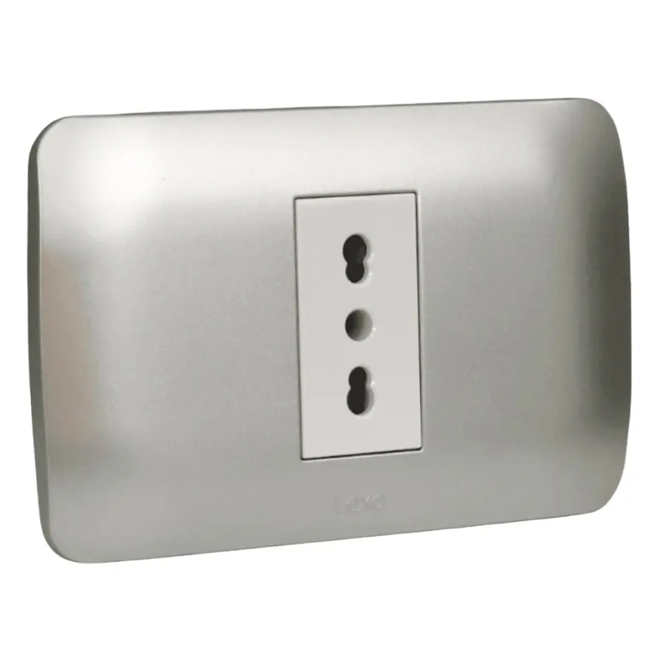 Toma Simple 10/16A 250V Blanco / Plata LEXO 1