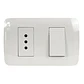 INTERRUPTOR 9/12 + TOMA 10A 250V BLANCO LEXO - Miniatura 2