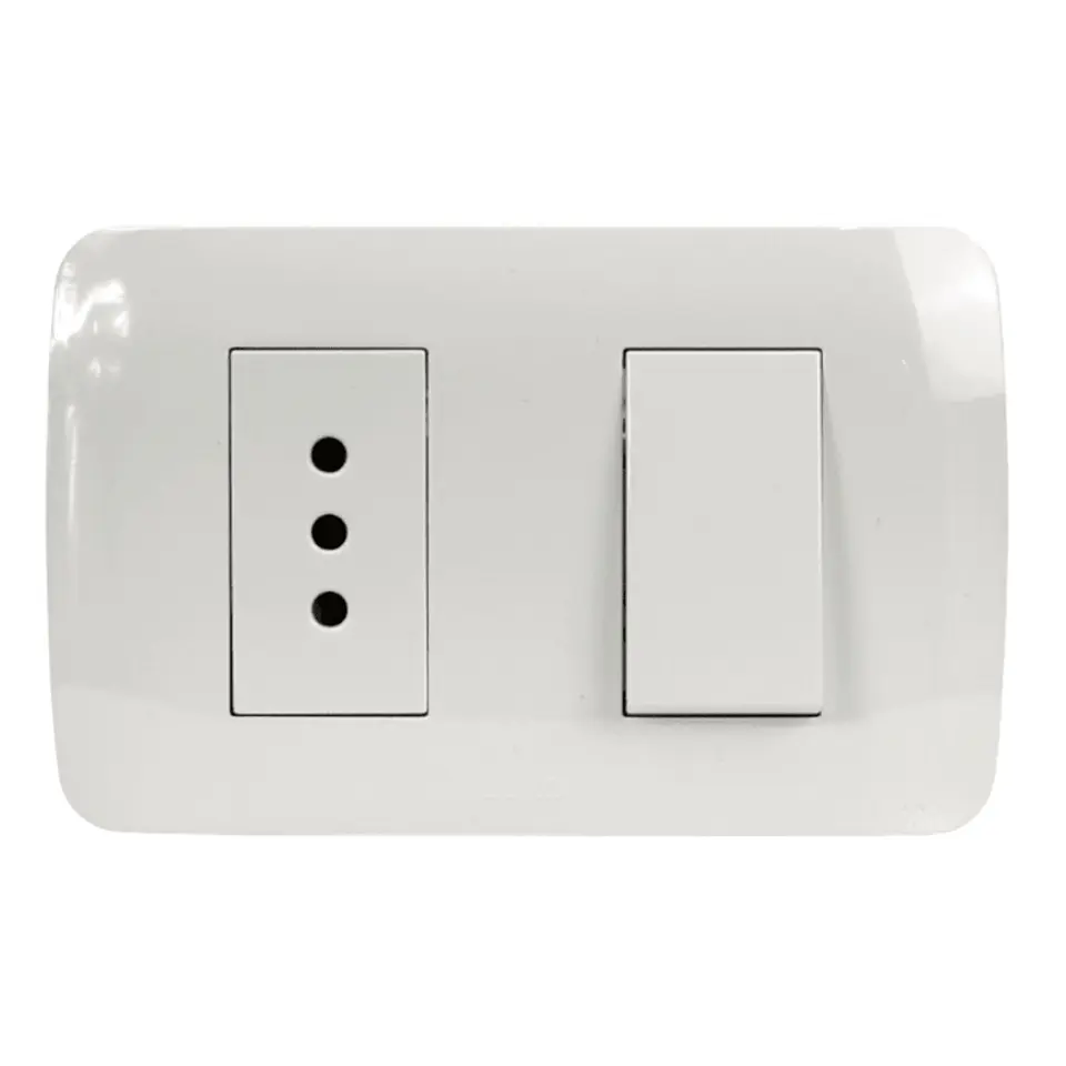 INTERRUPTOR 9/12 + TOMA 10A 250V BLANCO LEXO 2