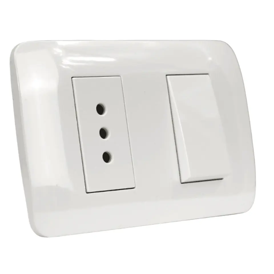 INTERRUPTOR 9/12 + TOMA 10A 250V BLANCO LEXO 1