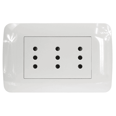 Toma Triple Compacto 10A 250V Blanco LEXO