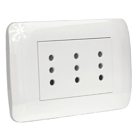 Toma Triple Compacto 10A 250V Blanco LEXO