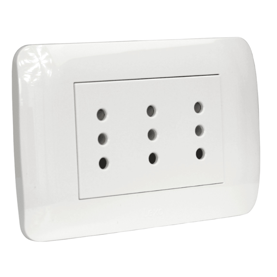Toma Triple Compacto 10A 250V Blanco LEXO 3