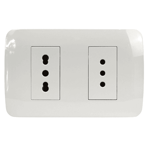 Toma Doble 10A + 10/16A 250v Blanco Lexo