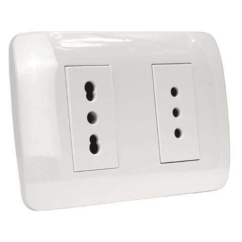 Toma Doble 10A + 10/16A 250v Blanco Lexo