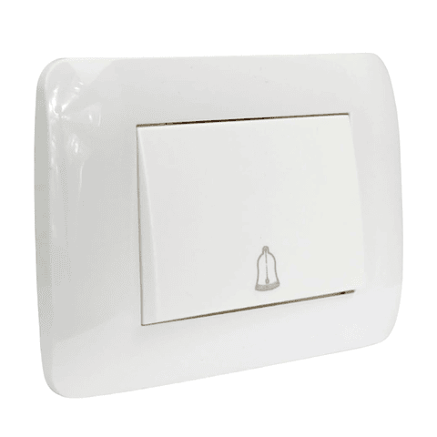 Interruptor Pulsador Timbre Teclon 73mm 10A 250V Blanco Lexo