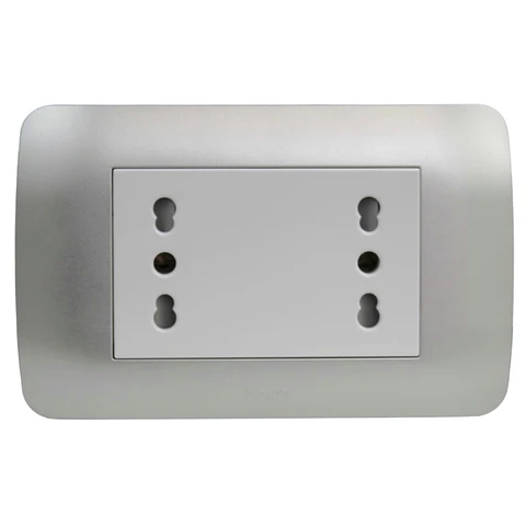 Toma Corriente Duplex 10A/16A 250V Blanco/Plata Lexo